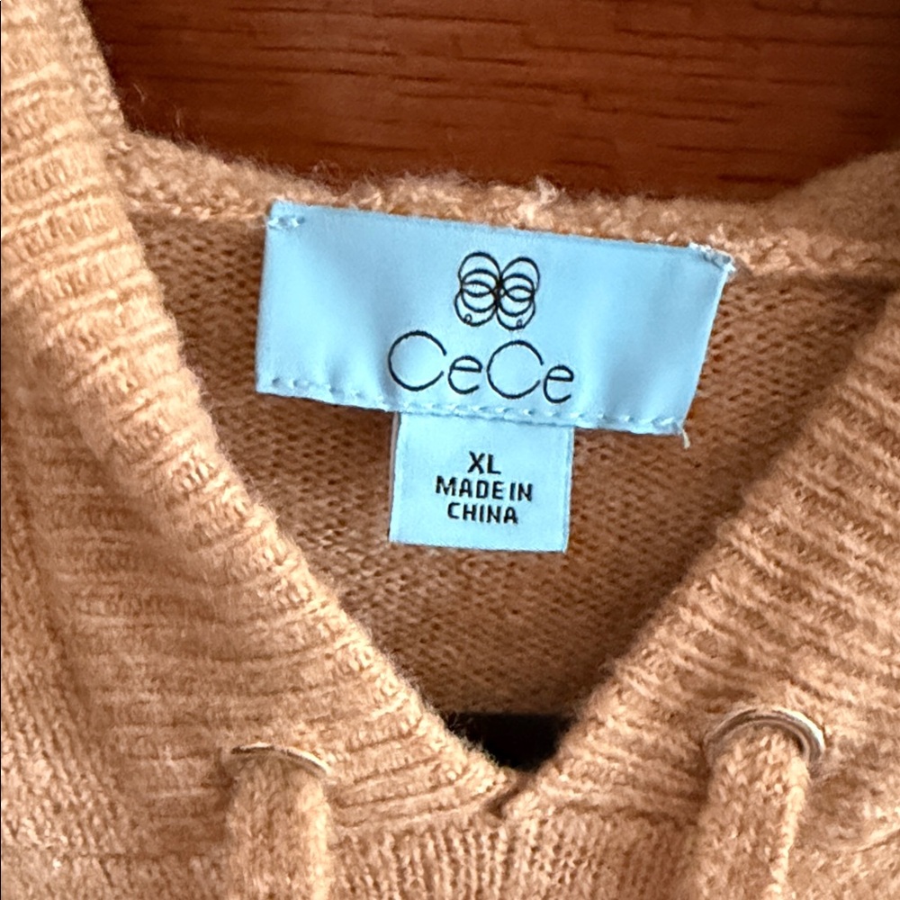 CeCe Tan Crew Neck Sweater with Drawstring - Picture 3 of 4